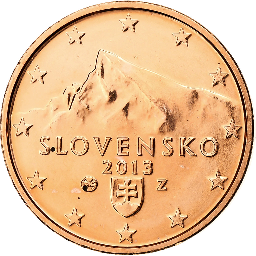Eslováquia, Euro Cent, 2013, Kremnica, BU, MS(65-70), Aço Cromado a Cobre