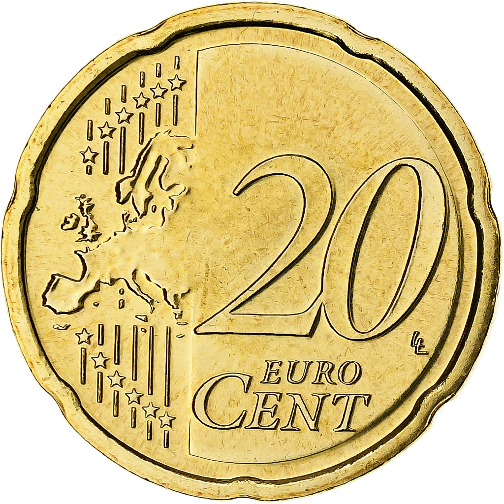 Netherlands, Beatrix, 20 Euro Cent, 2007, Utrecht, BU, MS(64), Nordic gold