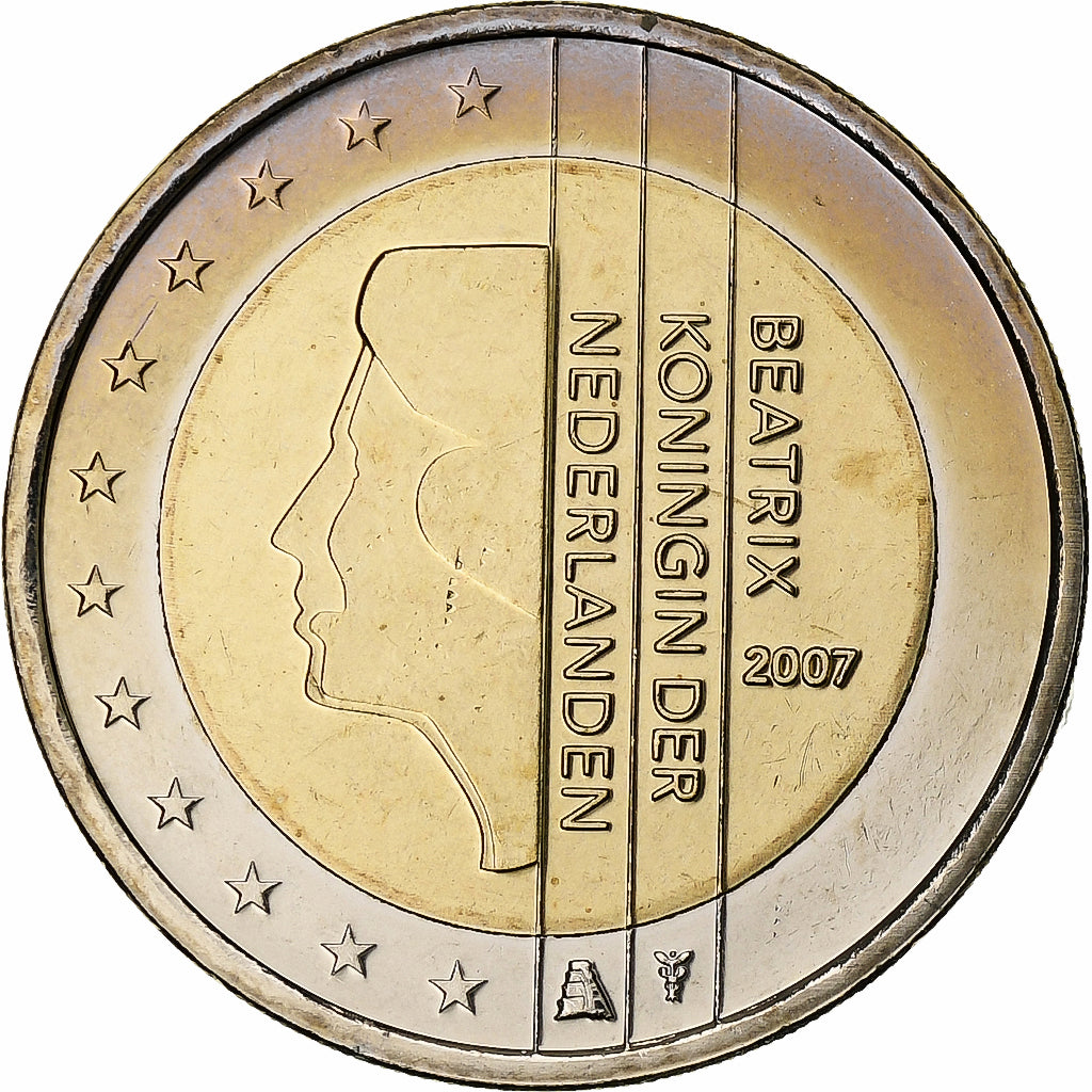 Paesi Bassi, Beatrix, 2 Euro, 2007, Utrecht, BU, SPL+, Bi-metallico, KM:241