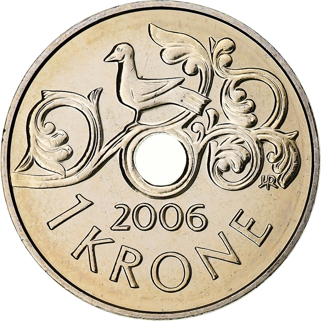 Noorwegen, Harald V, 1 Krone, 2006, Kongsberg, Cupro-nikkel, UNC, KM:462