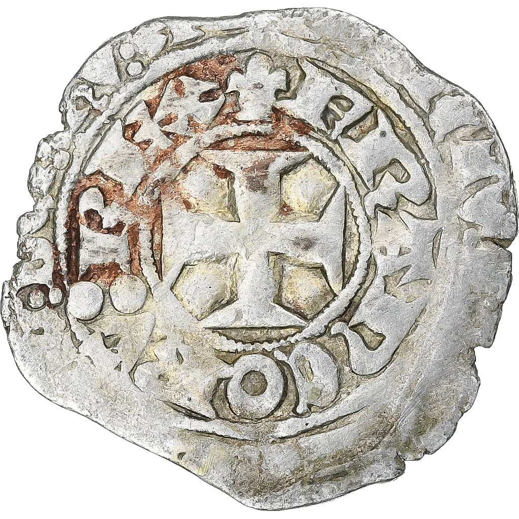 France, Charles V, Blanc au K, 1365-1380, Billon, TB+, Duplessy:363