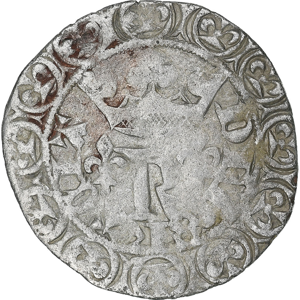 France, Charles V, Blanc au K, 1365-1380, Billon, TTB, Duplessy:363