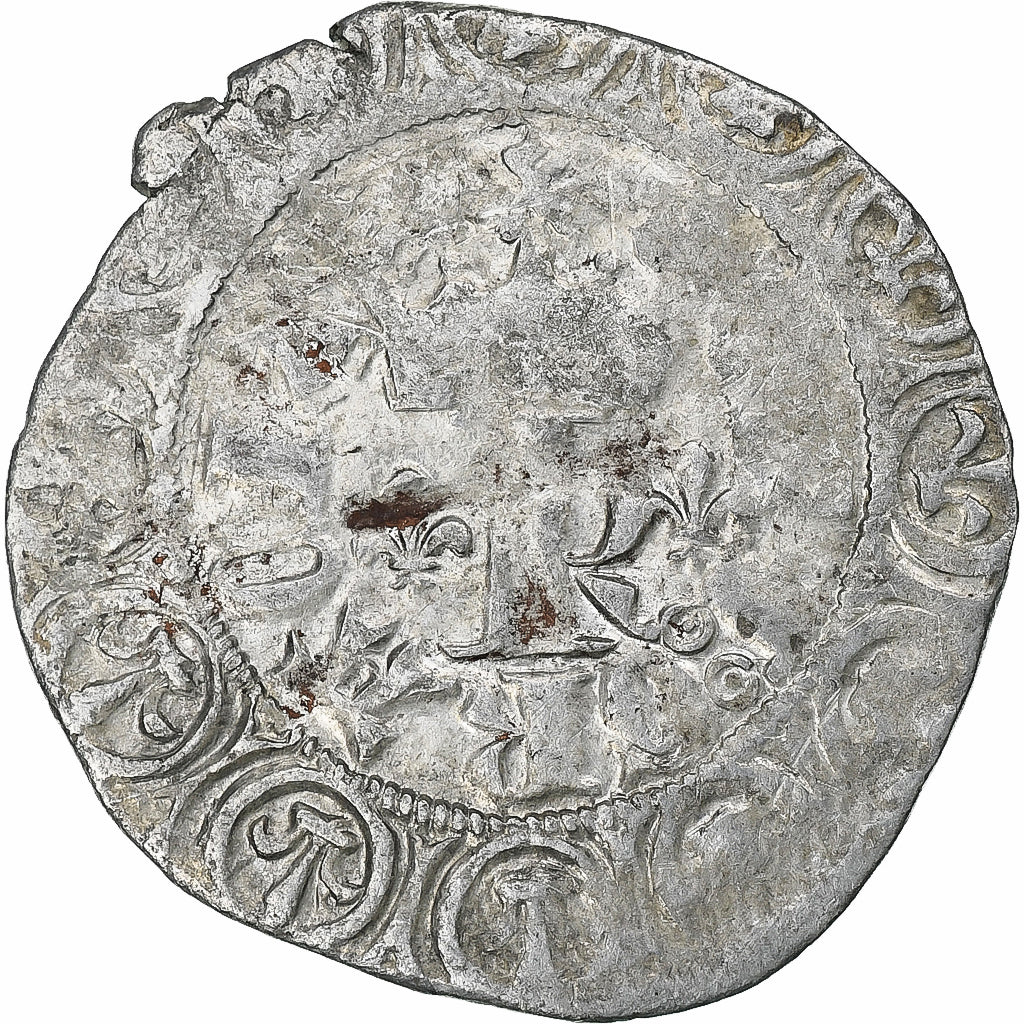 France, Charles V, Blanc au K, 1365-1380, Billon, TTB, Duplessy:363