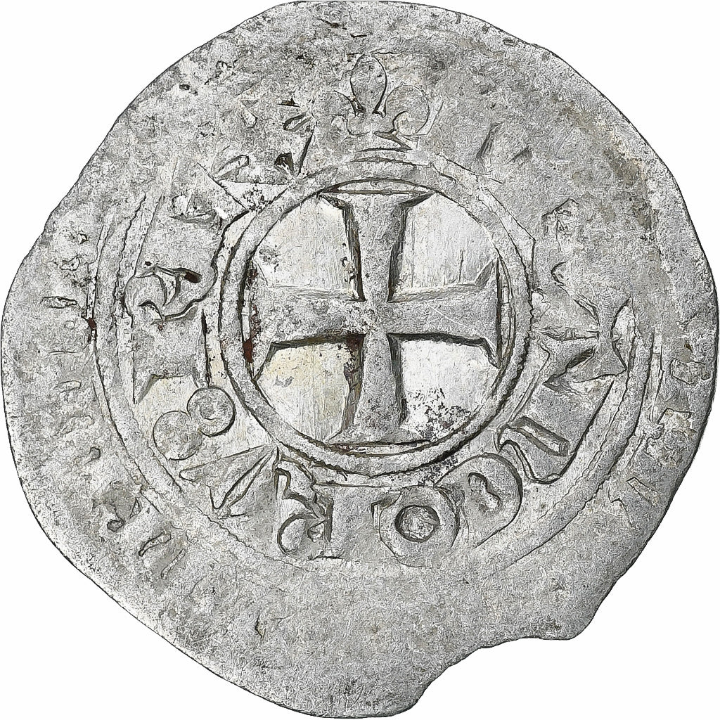 France, Charles V, Blanc au K, 1365-1380, Billon, TB+, Duplessy:363