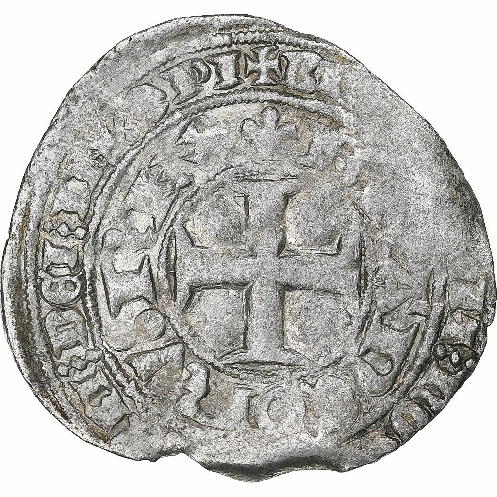 France, Charles V, Blanc au K, 1365-1380, Billon, TB+, Duplessy:363