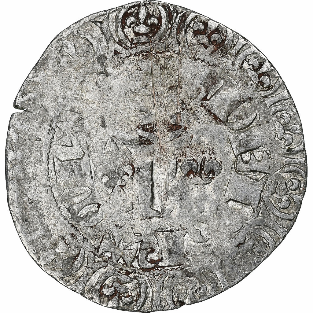 France, Charles V, Blanc au K, 1365-1380, Billon, TB, Duplessy:363