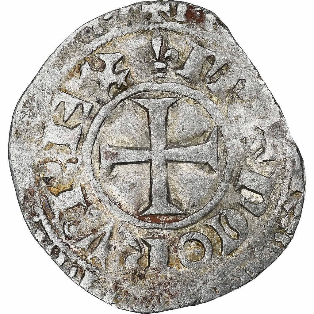 France, Charles V, Blanc au K, 1365-1380, Billon, TTB, Duplessy:363