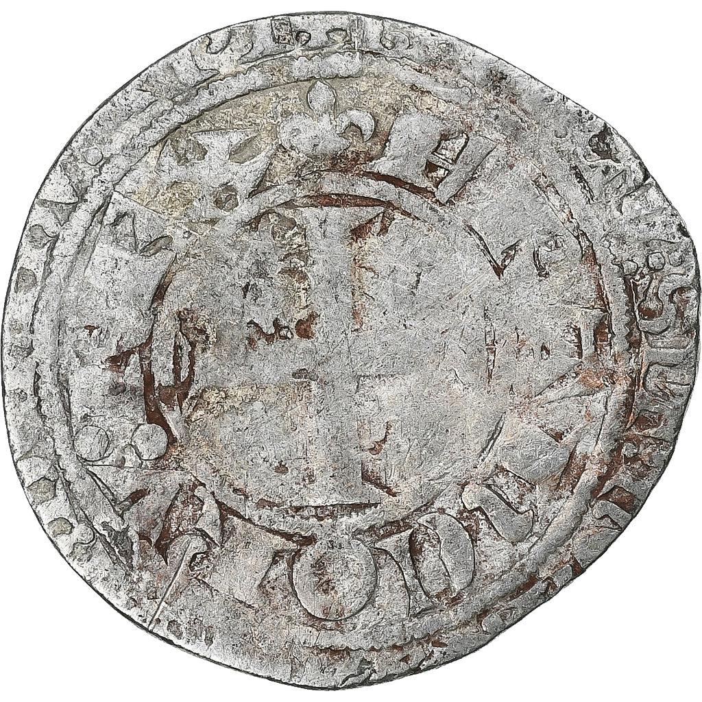 Francja, Charles V, Blanc au K, 1365-1380, Bilon, VF(30-35), Duplessy:363