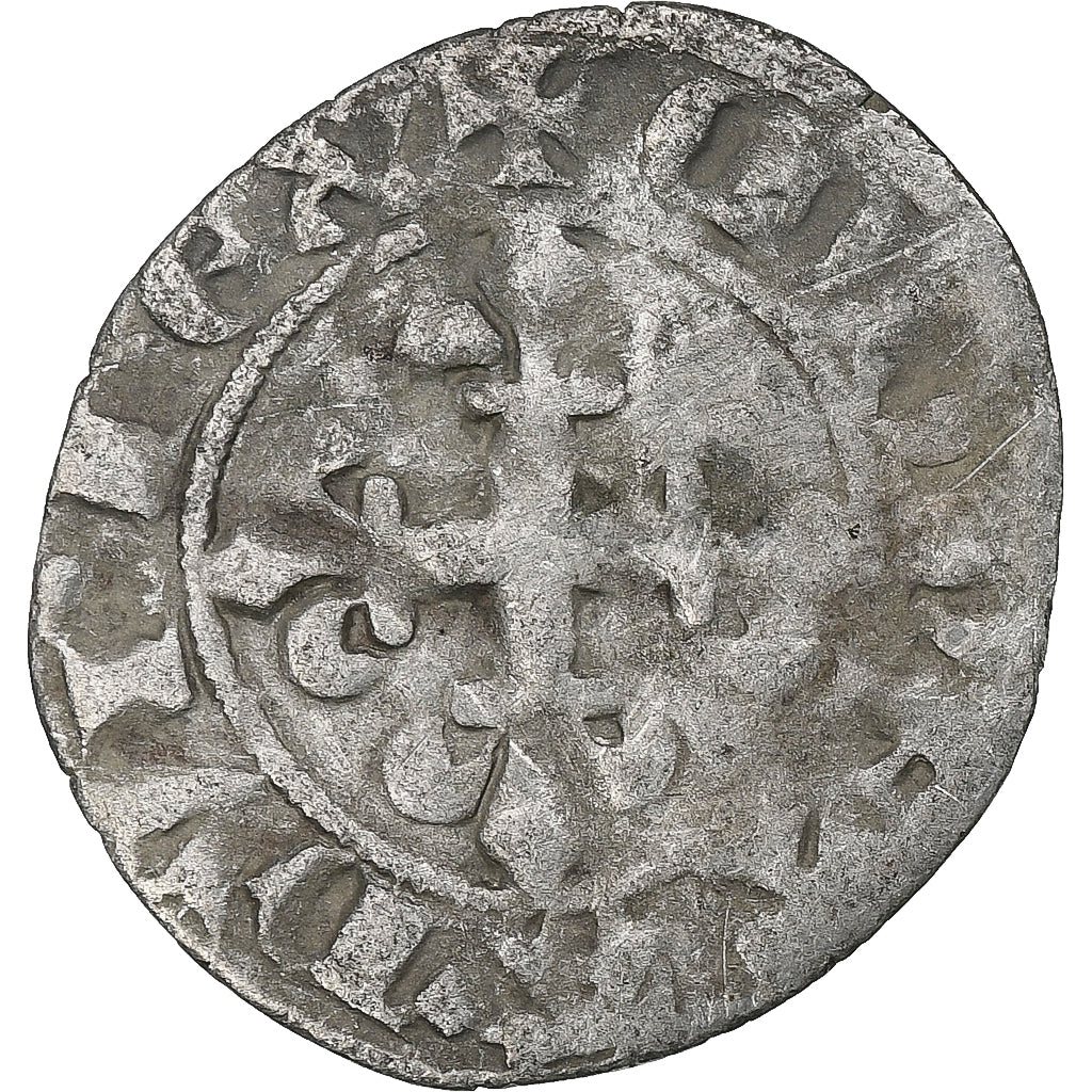 France, Charles IV, Double Parisis, 1323-1328, Billon, TB+, Duplessy:244b
