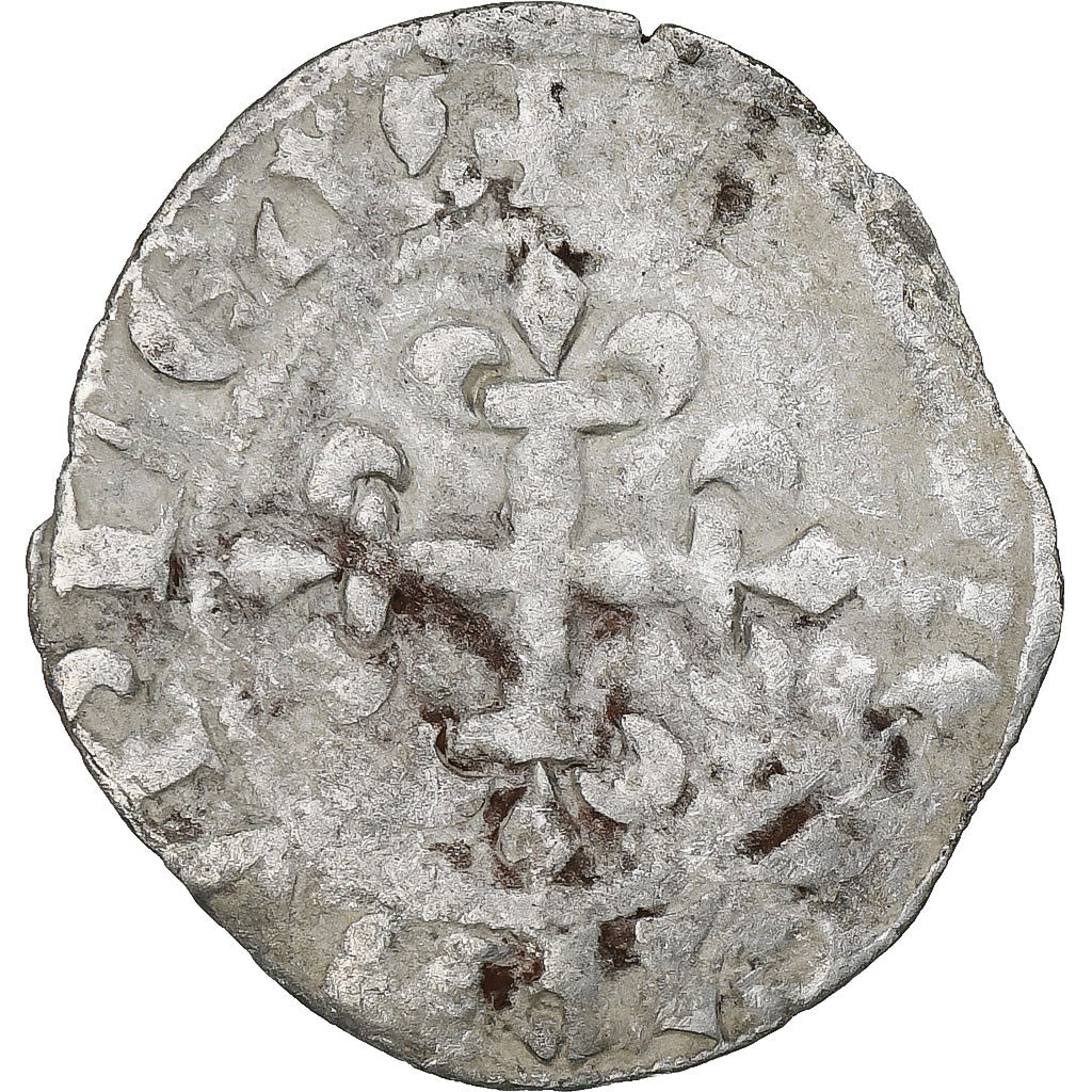 France, Charles IV, Double Parisis, 1323-1328, Billon, TB, Duplessy:244b