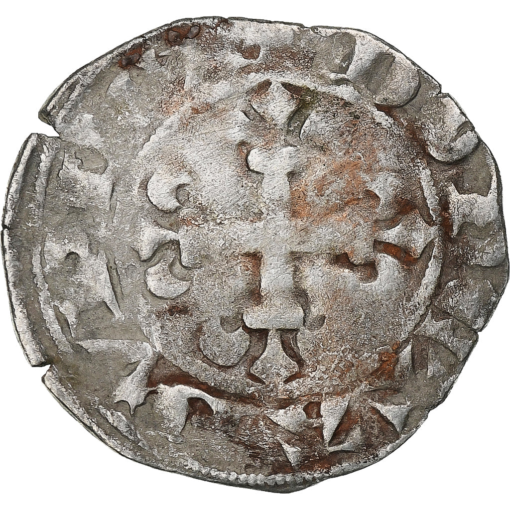 France, Charles IV, Double Parisis, 1323-1328, Billon, TB, Duplessy:244b