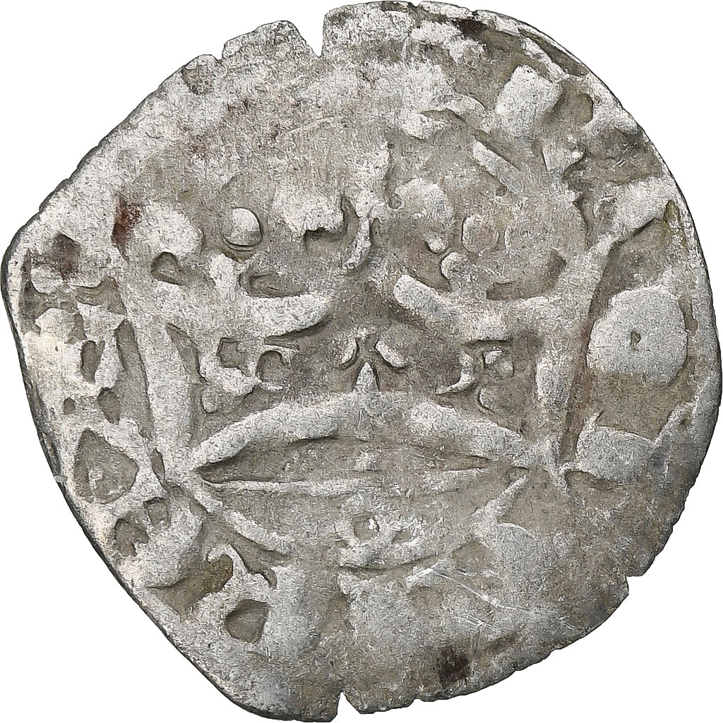 France, Charles IV, Double Parisis, 1323-1328, Billon, VF(20-25), Duplessy:244b