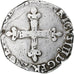 France, Henri III, 1/4 Franc, Uncertain date, Rennes, Silver, VF(20-25)