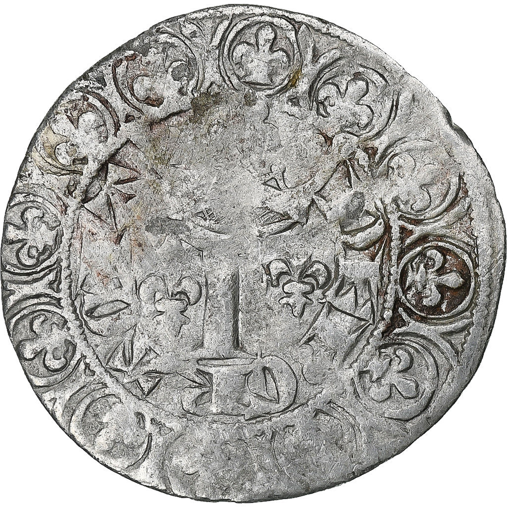 France, Charles V, Blanc au K, 1365-1380, Billon, TB+, Duplessy:363