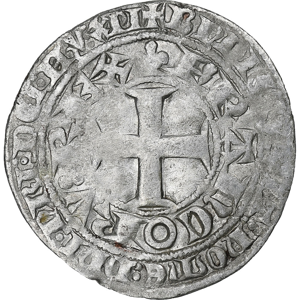 France, Charles V, Blanc au K, 1365-1380, Billon, TB+, Duplessy:363