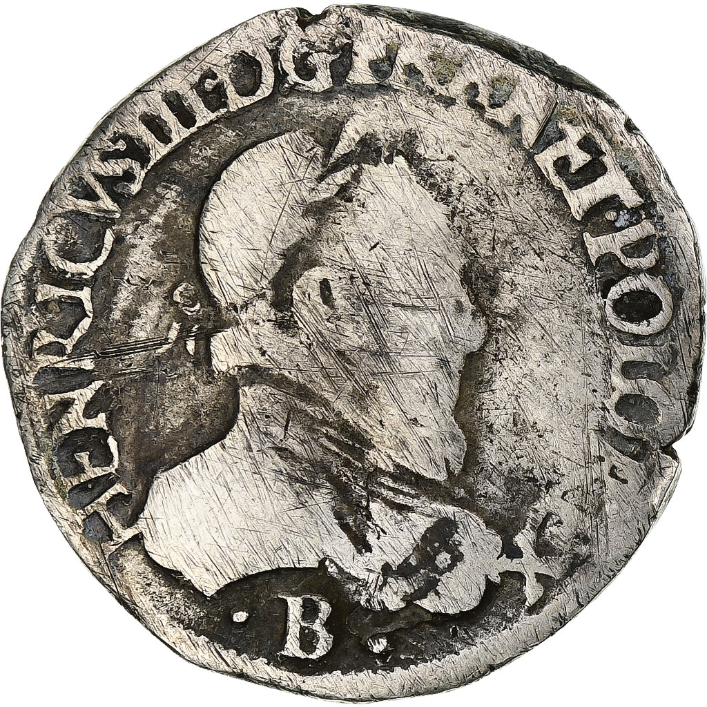 Francja, Henri III, Teston, 1575, Rouen, Contemporary forgery, Bilon, VF(20-25)