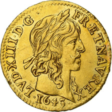 France, Louis XIII, 1/2 Louis d'or, 1643, Paris, Gold, AU(55-58), Gadoury:57