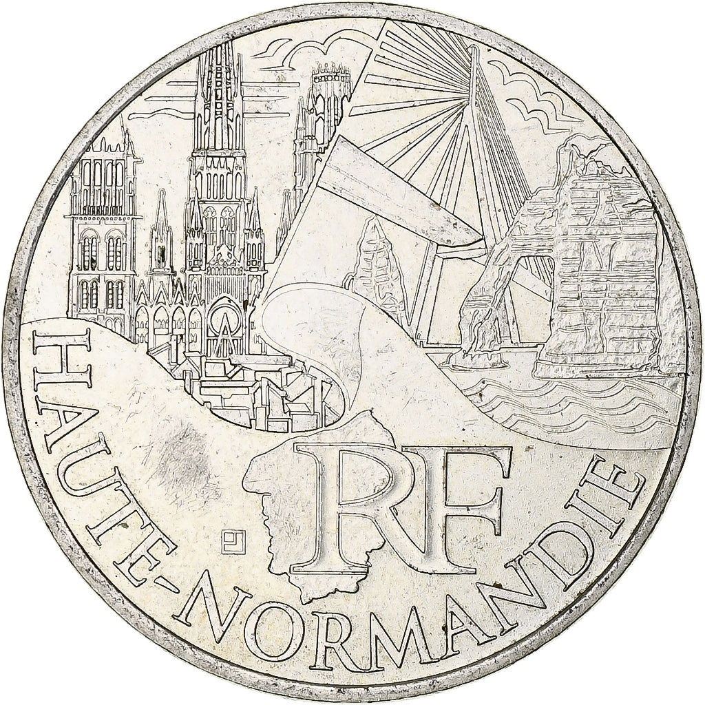 Francja, 10 Euro, Haute-Normandie, 2011, Paris, MS(63), Srebro