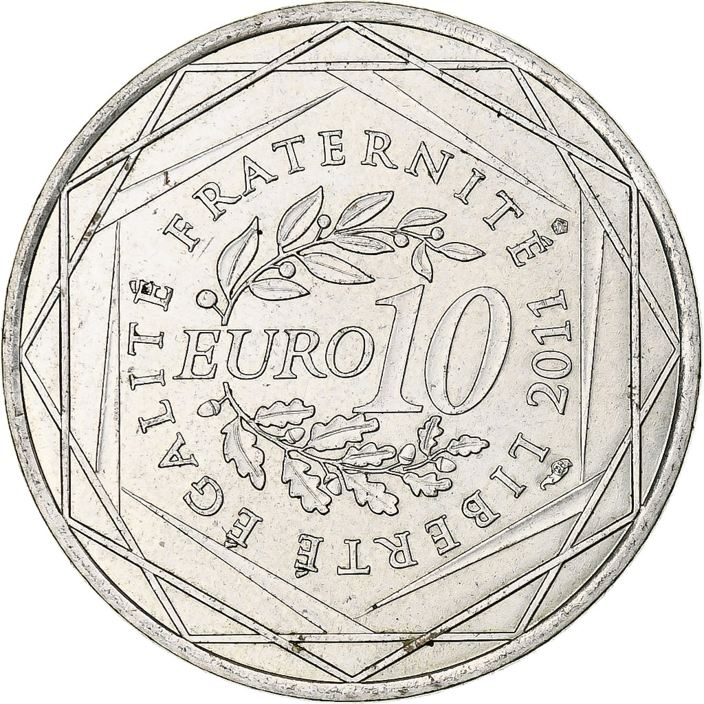 Francja, 10 Euro, Haute-Normandie, 2011, Paris, MS(63), Srebro