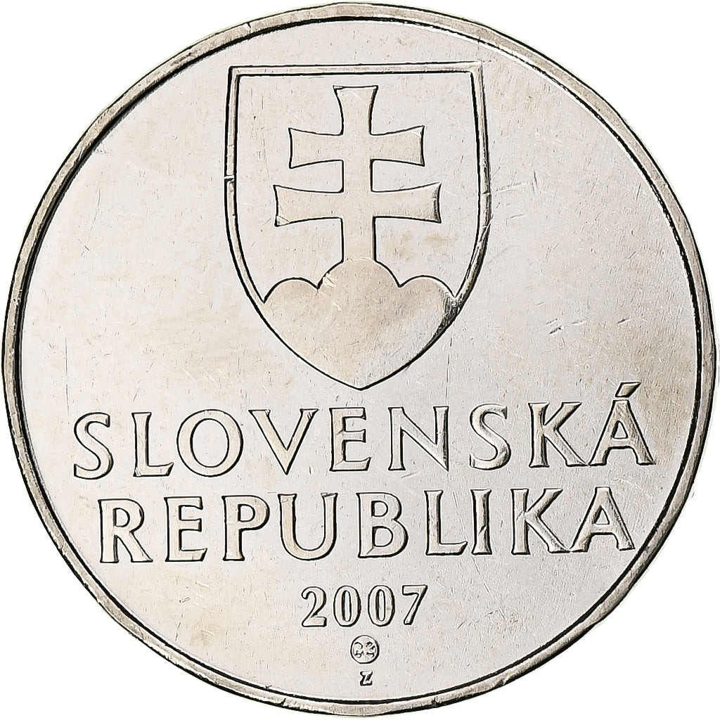 Eslovaquia, 2 Koruna, 2007, Kremnica, Níquel chapado en acero, SC+, KM:13