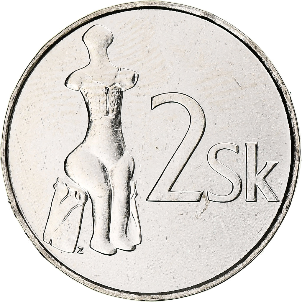 Eslovaquia, 2 Koruna, 2007, Kremnica, Níquel chapado en acero, SC+, KM:13