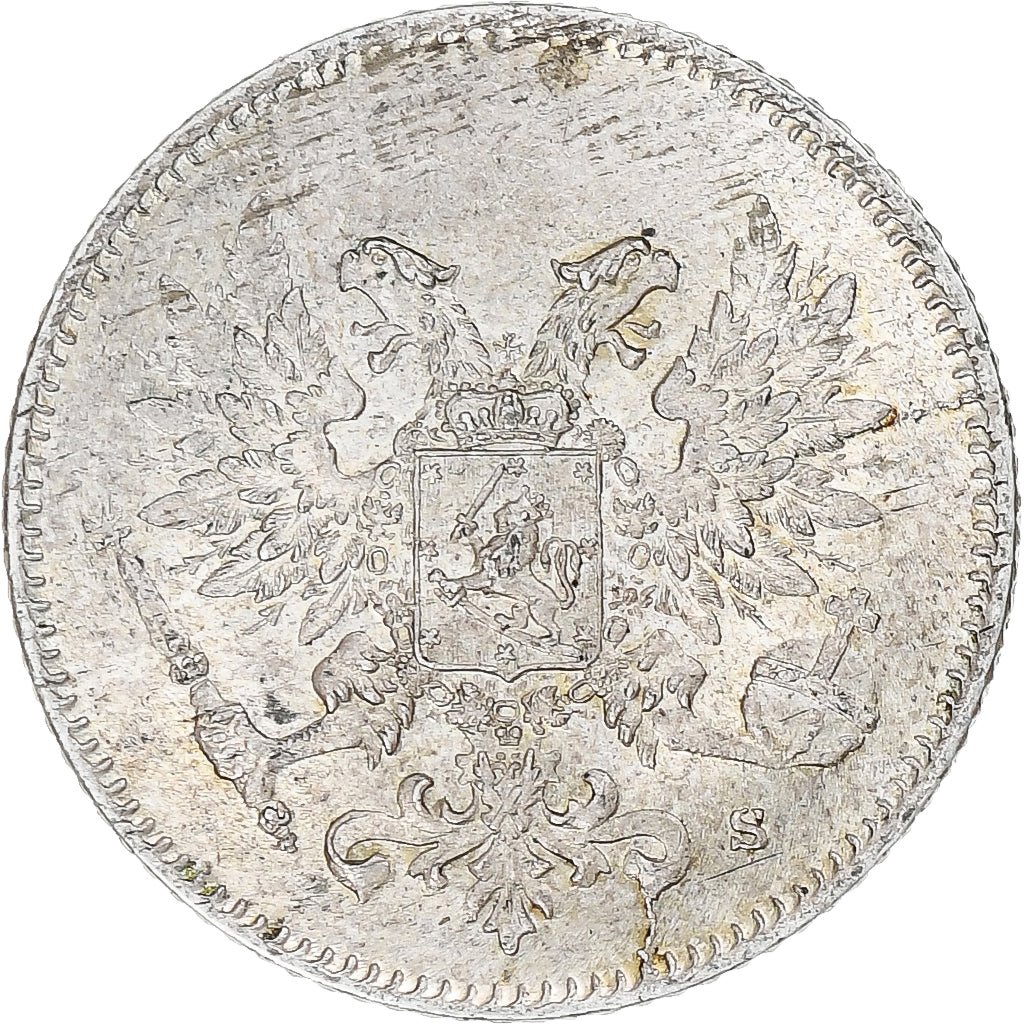 Finland, Nicholas II, 25 Penniä, 1917, Helsinki, Civil War, Zilver, PR, KM:19