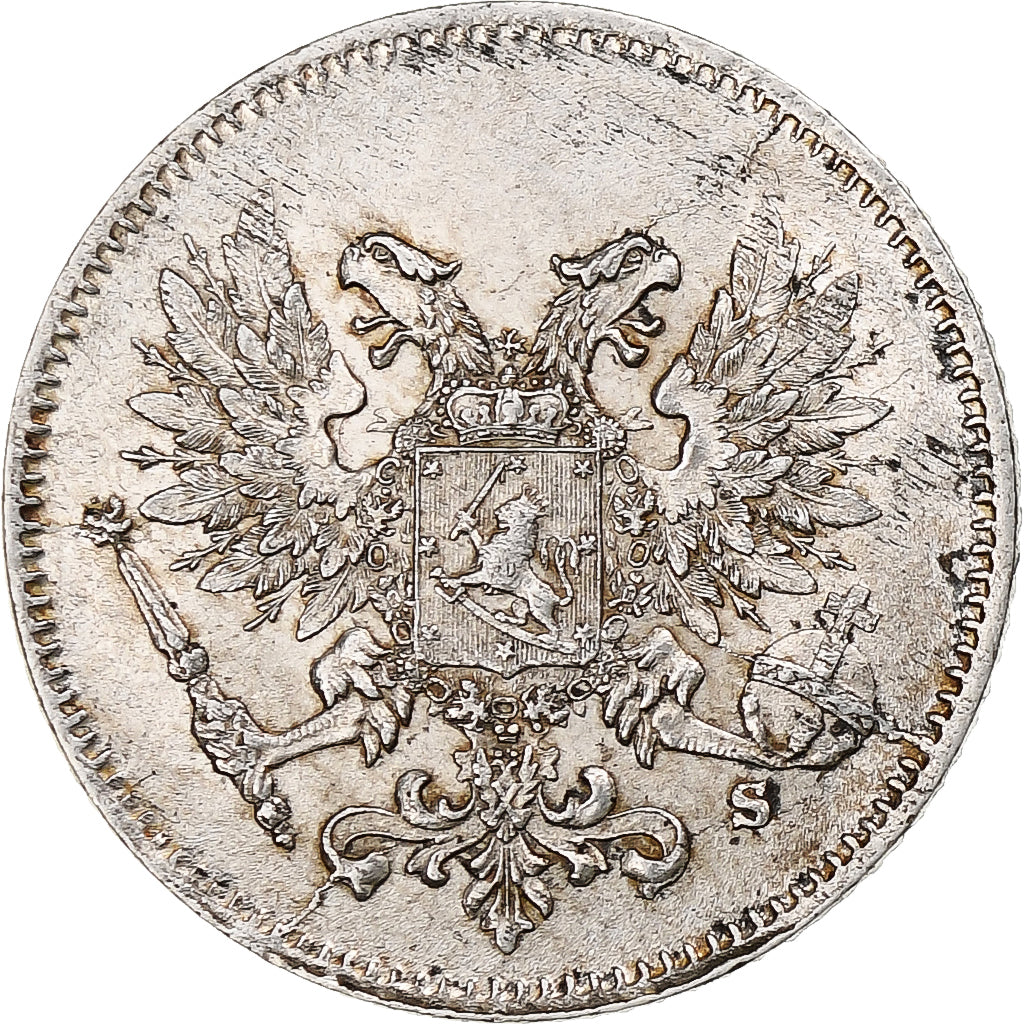 Finlandia, Nicholas II, 25 Penniä, 1917, Helsinki, Civil War, Argento, SPL-