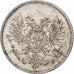 Finland, Nicholas II, 25 Penniä, 1917, Helsinki, Civil War, Silver, AU(55-58)