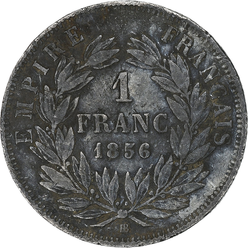 France, Napoleon III, 1 Franc, 1856, Strasbourg, Silver, VF(30-35), Gadoury:460