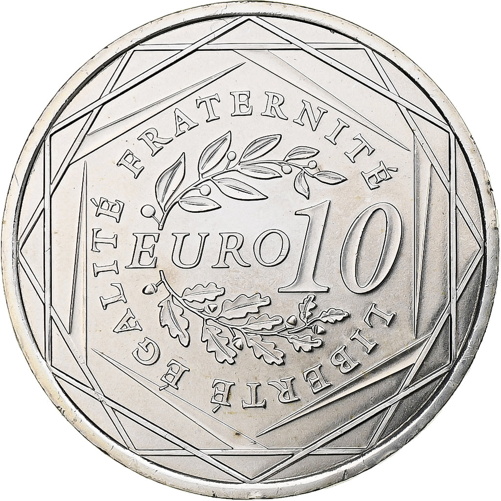 França, Semeuse, 10 Euro, 2009, Paris, MS(64), Prata