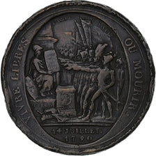 France, Monneron de 5 Sols, Au serment, 1792, Birmingham, Copper, VF(30-35)