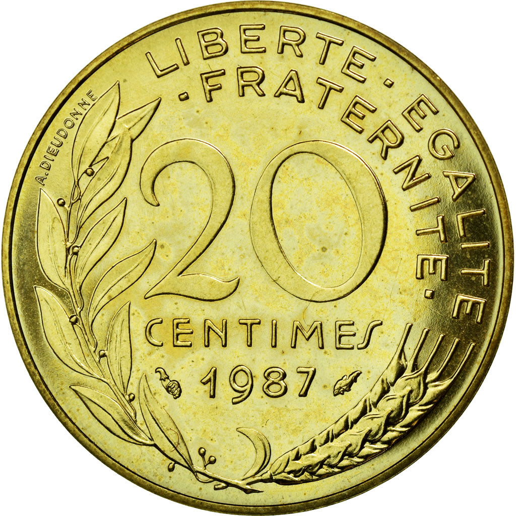 Moneta, Francia, Marianne, 20 Centimes, 1987, Paris, FDC, Alluminio-bronzo
