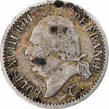 Francia, Louis XVIII, 1/4 Franc, 1824, Paris, Plata, BC+, Gadoury:352