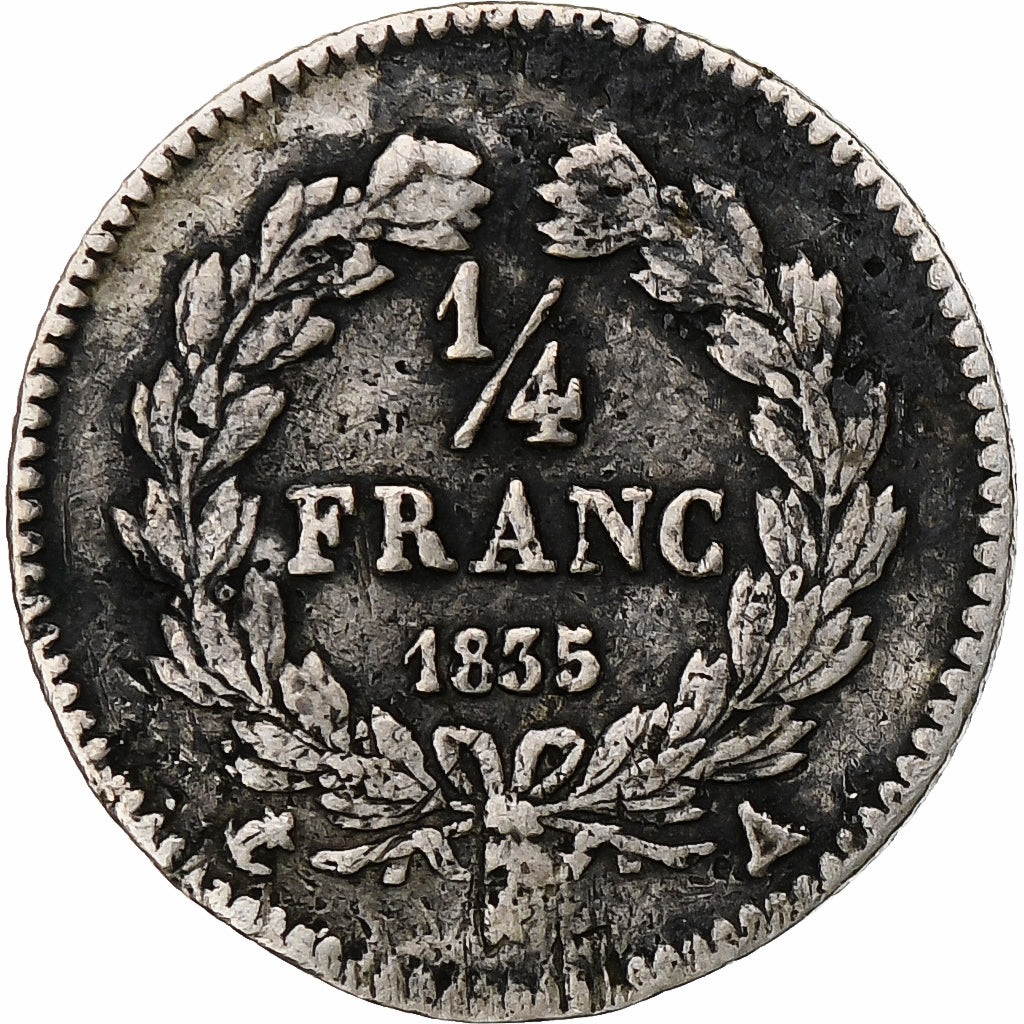 France, Louis-Philippe I, 1/4 Franc, 1835, Paris, Argent, TB+, Gadoury:355