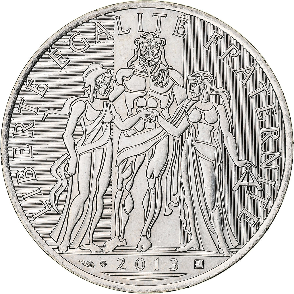 França, Hercule, 10 Euro, 2013, Paris, MS(63), Prata