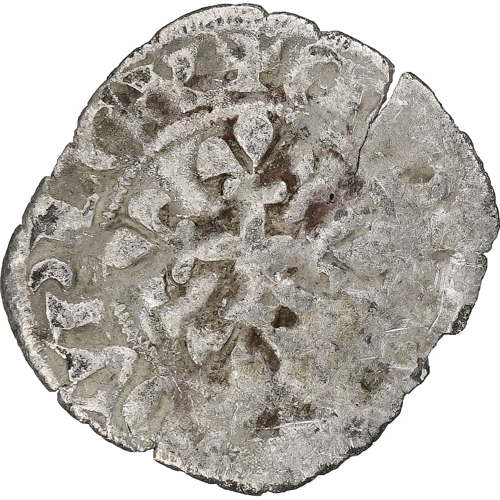 France, Charles IV, Double Parisis, 1323-1328, Billon, TB, Duplessy:244b