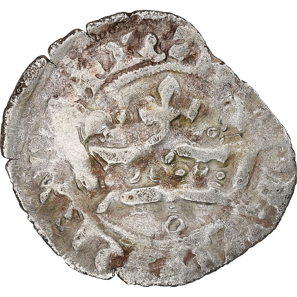 France, Charles IV, Double Parisis, 1323-1328, Billon, VF(30-35), Duplessy:244b