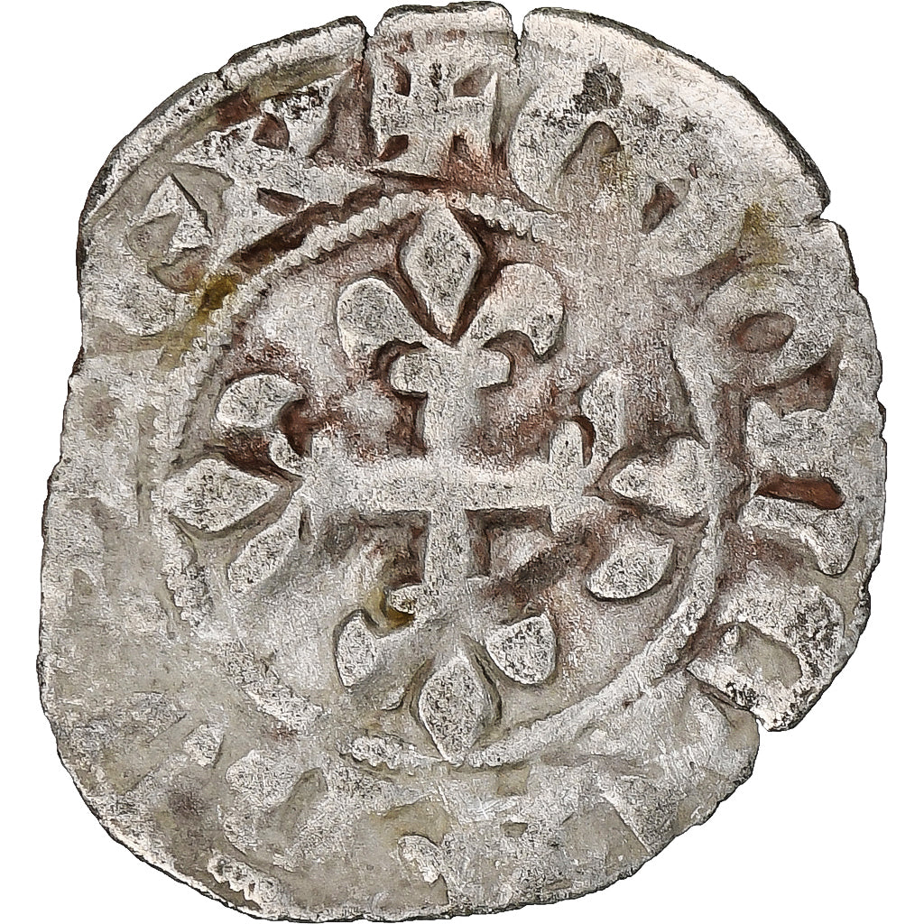 France, Charles IV, Double Parisis, 1323-1328, Billon, VF(30-35), Duplessy:244b