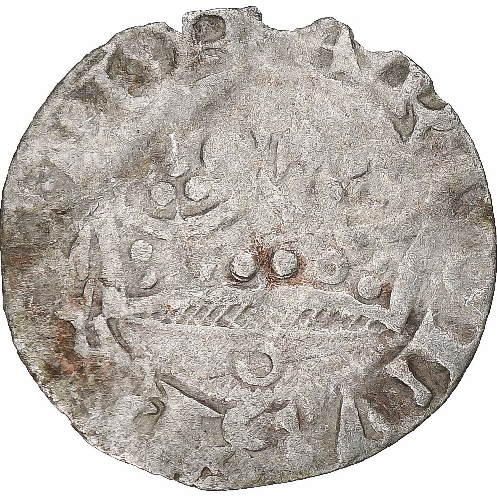 France, Charles IV, Double Parisis, 1323-1328, Billon, VF(30-35), Duplessy:244b