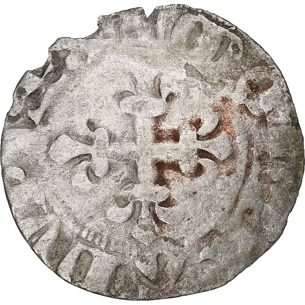 France, Charles IV, Double Parisis, 1323-1328, Billon, VF(30-35), Duplessy:244b
