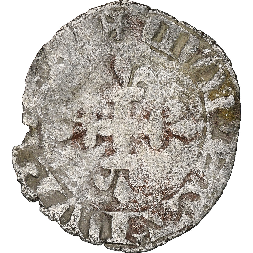 France, Charles IV, Double Parisis, 1323-1328, Billon, VF(20-25), Duplessy:244b