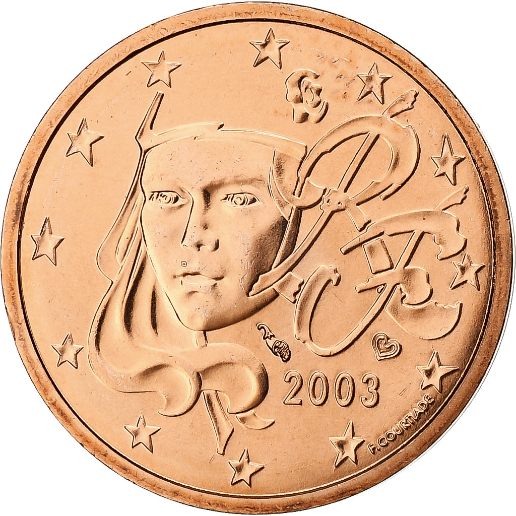 Francja, 2 Euro Cent, 2003, MDP, BU, MS(64), Miedź platerowana stalą, KM:1283