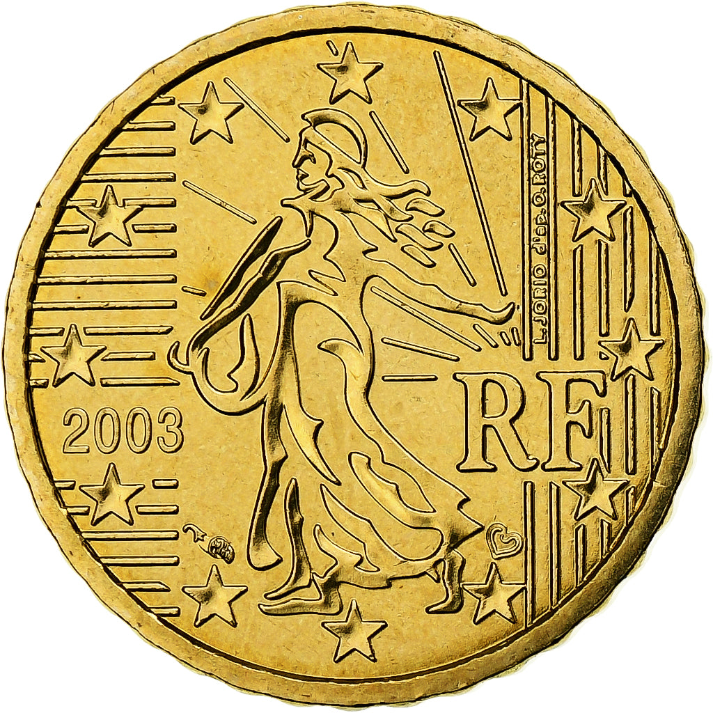 Francja, 10 Euro Cent, 2003, MDP, BU, MS(64), Nordic gold, KM:1285