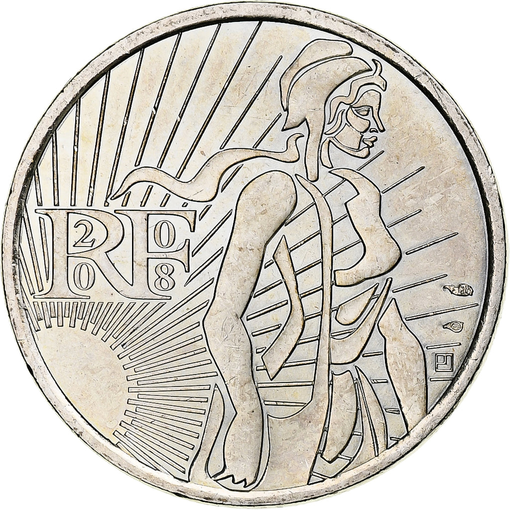 Francja, Semeuse, 5 Euro, 2008, Paris, MS(63), Srebro