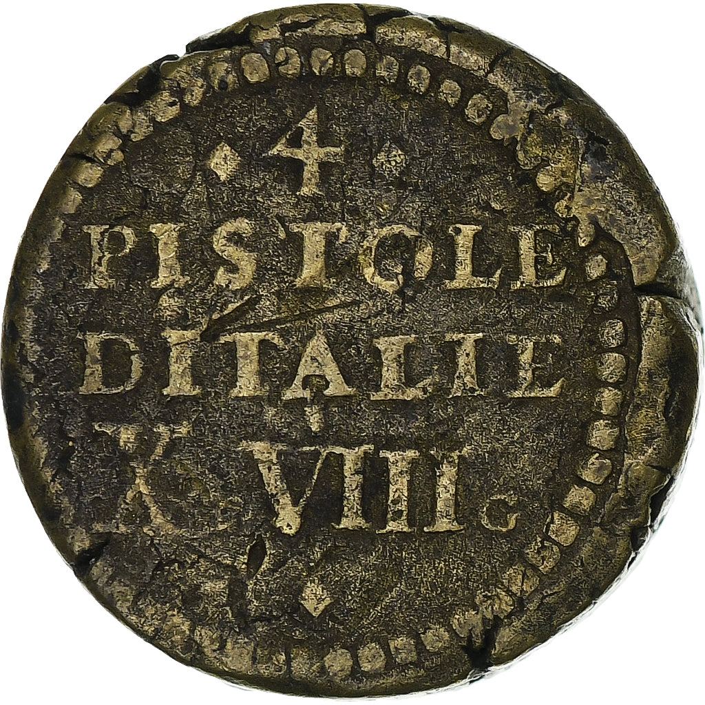 Italy, Poids monétaire - 4 Pistoles d'Italie, n.d., Brass, VF(30-35)