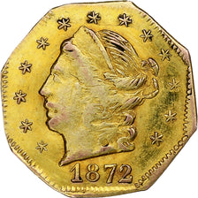 États-Unis, 1/4 Dollar, Liberty Head, 1872, Philadelphie, California Gold, Or