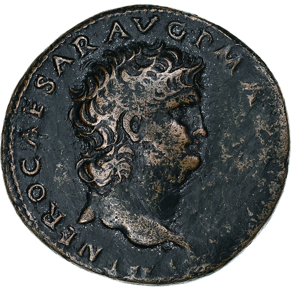 Nero, As, 62-68, Lugdunum, Bronze, EF(40-45), RIC:543