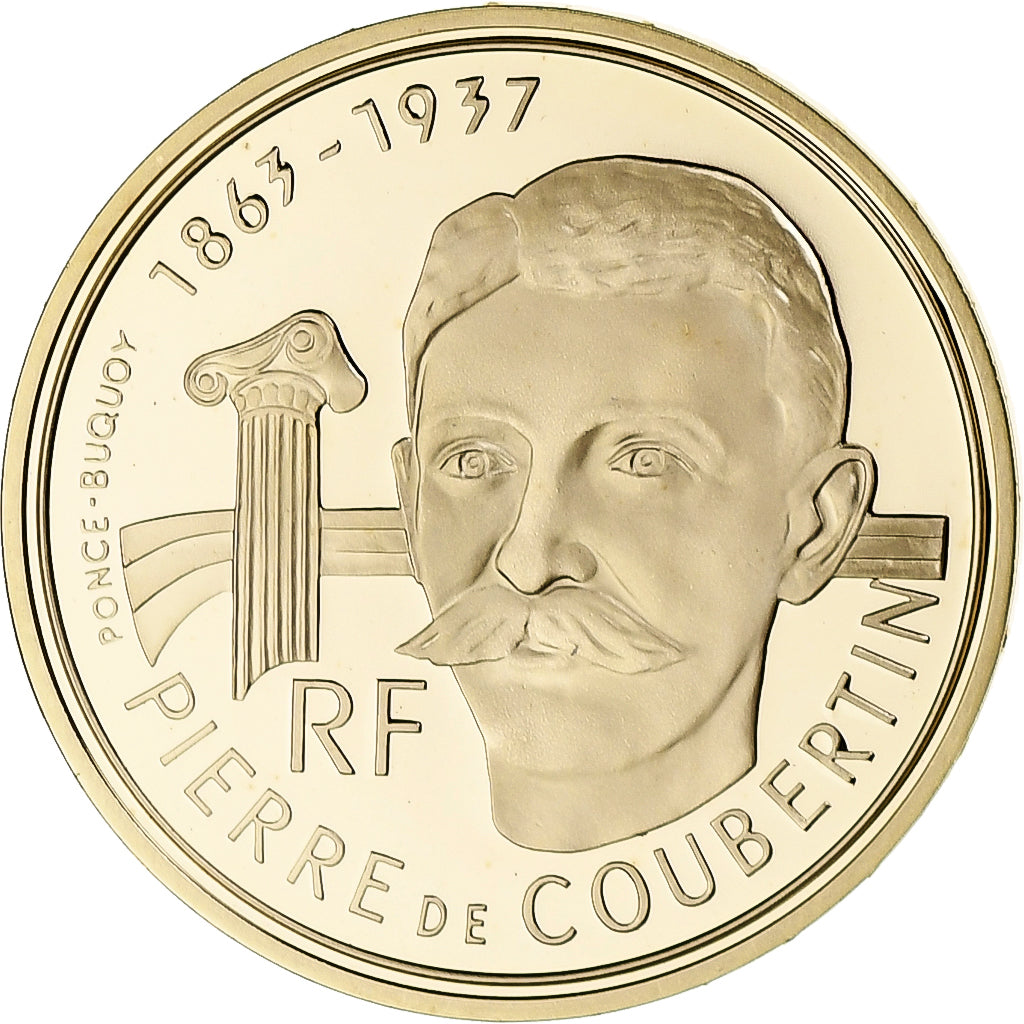 France, 500 Francs, Pierre de Coubertin, 1991, MDP, BE, Or, FDC, Gadoury:C23