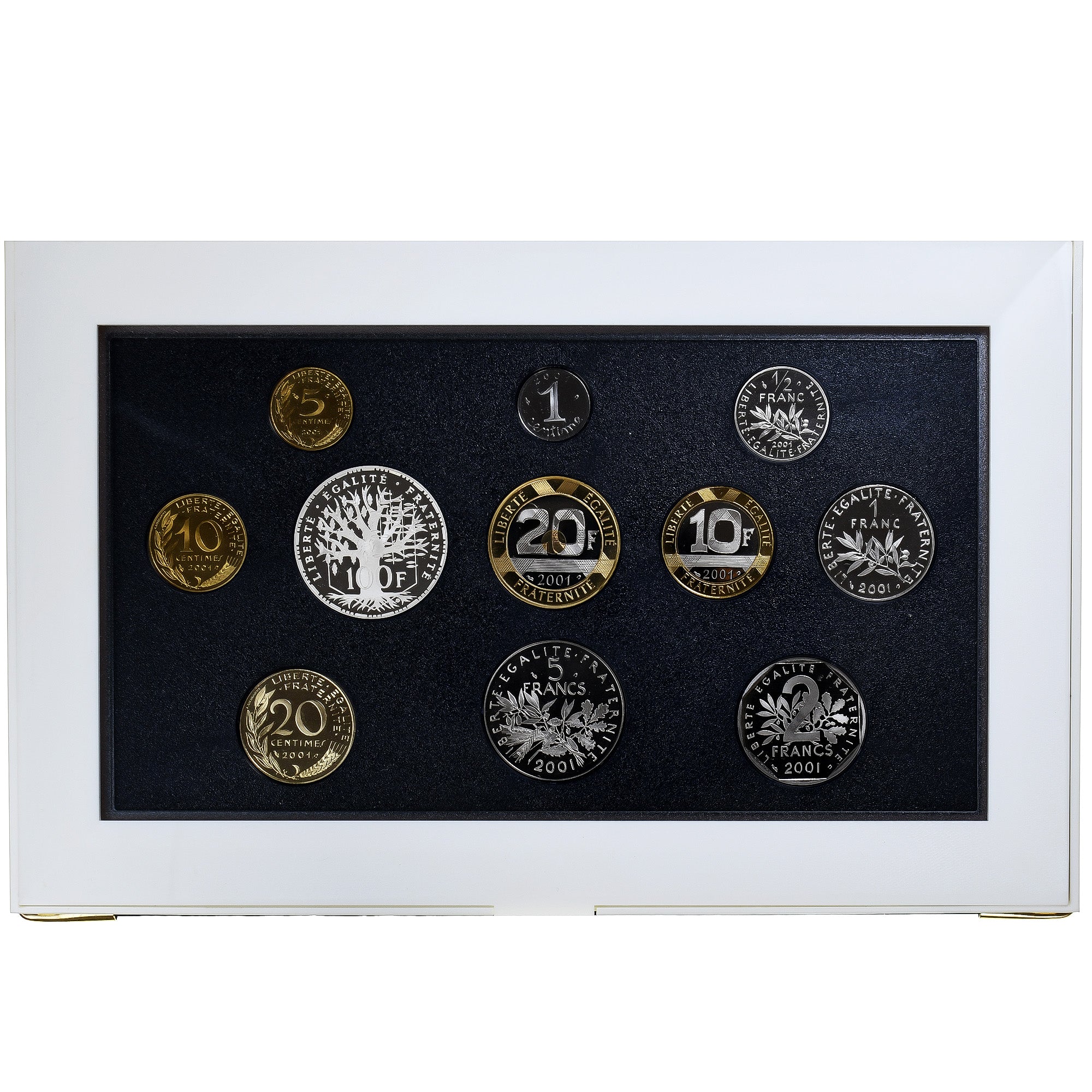 Francja, Coffret 1 c. à 100 frs., 2001, MDP, Série BE, ND, MS(65-70)