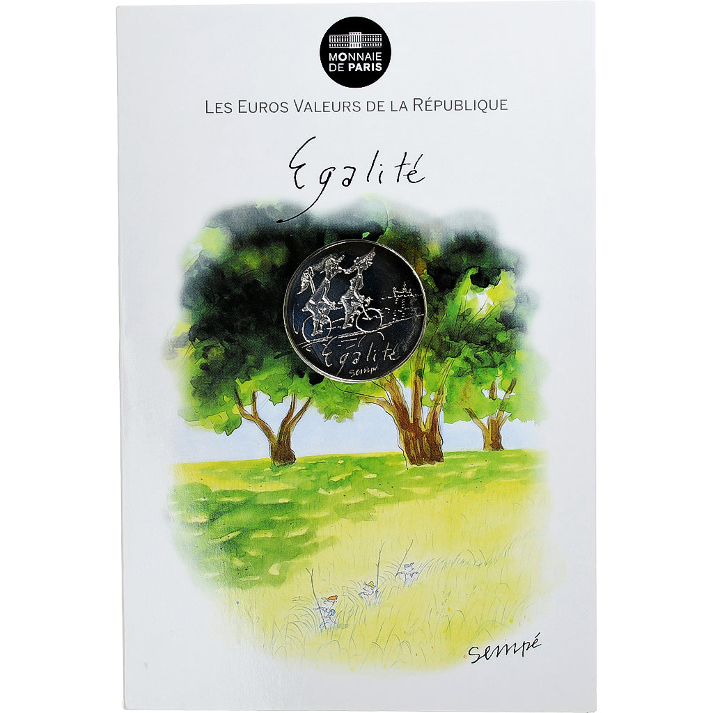 Francja, 10 Euro, Sempé - Été - Égalité, 2014, MDP, MS(64), Srebro